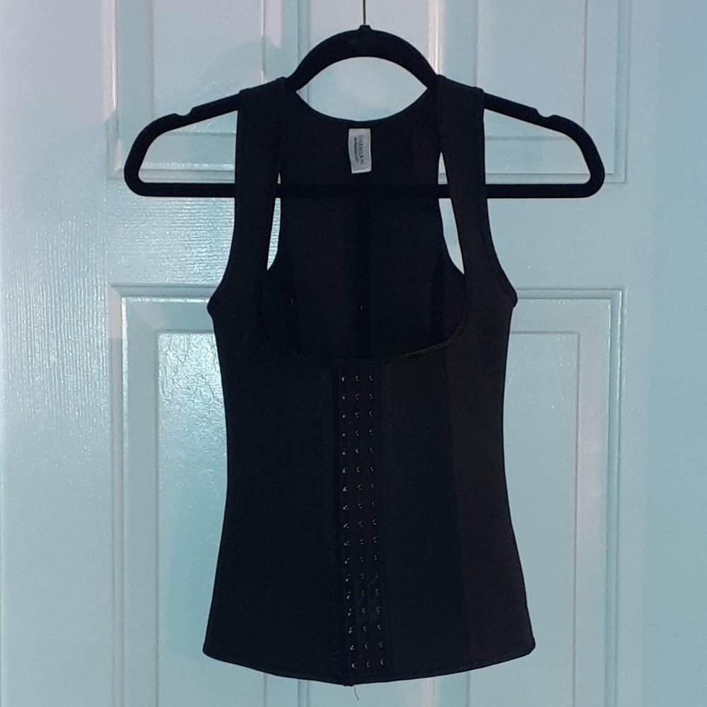 Charmian Underbust Latex Corset/Vest, Black